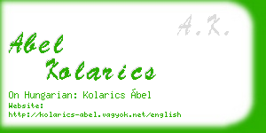 abel kolarics business card