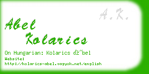 abel kolarics business card